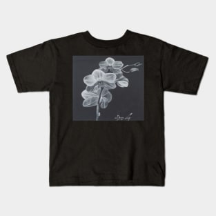 Lily flower charcoal drawing Kids T-Shirt